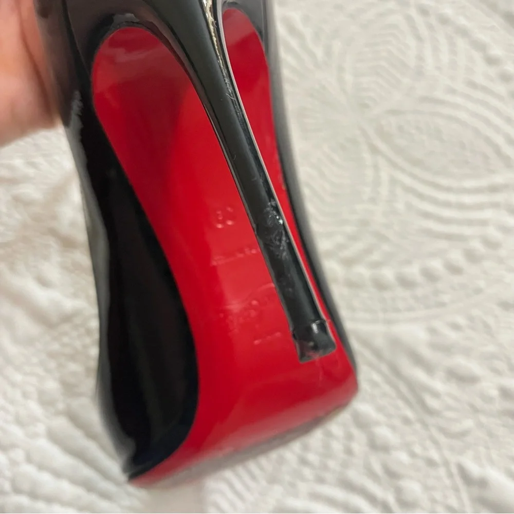 CHRISTIAN LOUBOUTIN Pigalle Follies 100 Pump Heel Black Patent Leather Size 39 - Picture 9 of 13
